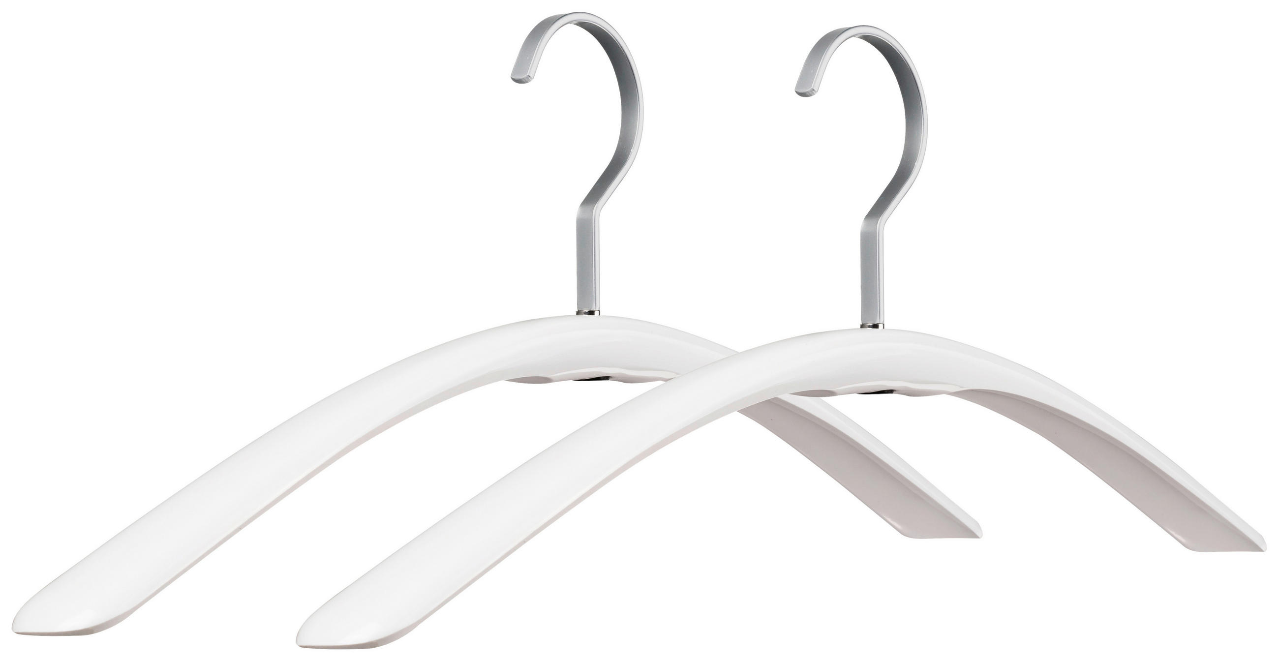 KLEIDERBÜGELSET 2-TEILIG Metall, Kunststoff  - Silberfarben/Weiß, Basics, Kunststoff/Metall (44/17,5/3,5cm)