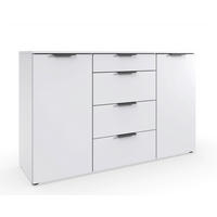 KOMODA  135/84/41 cm  bela  - bela/crna, Dizajnerski, metal/pločasti materijal (135/84/41cm) - Stylife