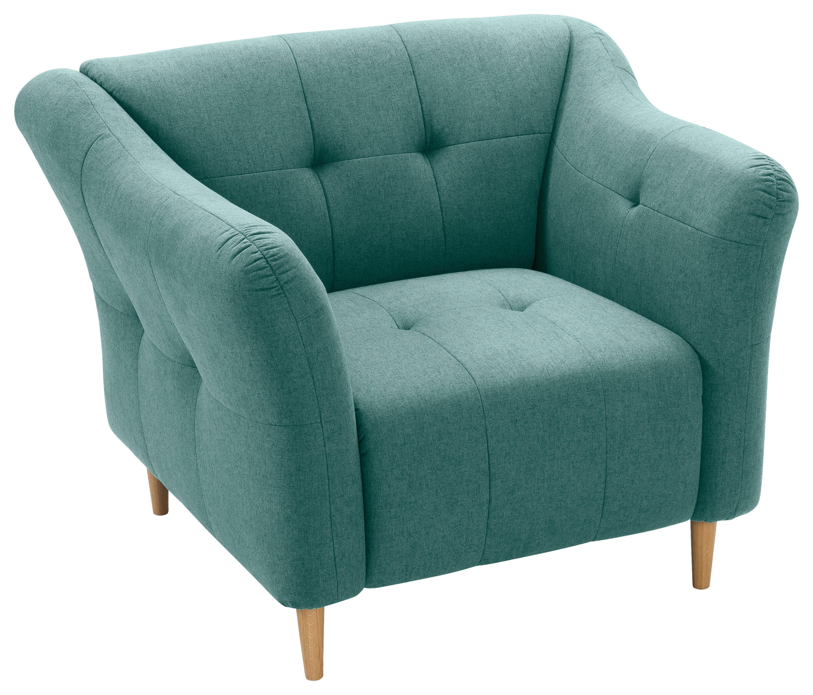 SESSEL in Flachgewebe Türkis  - Türkis/Eichefarben, Design, Holz/Textil (108/82/90cm) - Livetastic