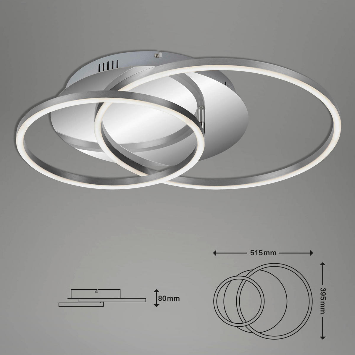 LED-TAKLAMPA 51,5/39,5/8 cm  - nickelfärgad, Design, metall/plast (51,5/39,5/8cm)