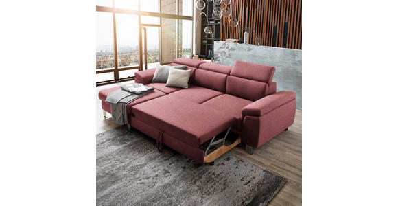 ECKSOFA in Webstoff Hellrot  - Hellrot/Silberfarben, Design, Textil/Metall (167/250cm) - Xora