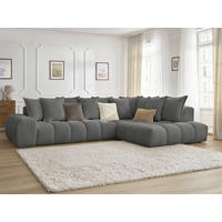 ECKSOFA Ottomane rechts  EVEREST Dunkelgrau Flachgewebe  - Dunkelgrau/Schwarz, MODERN, Kunststoff/Textil (352/210cm)