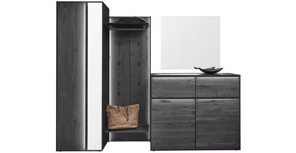 GARDEROBE 4-teilig  in 235/196/39 cm  - Anthrazit, Design, Glas/Holz (235/196/39cm) - Johann Jakob
