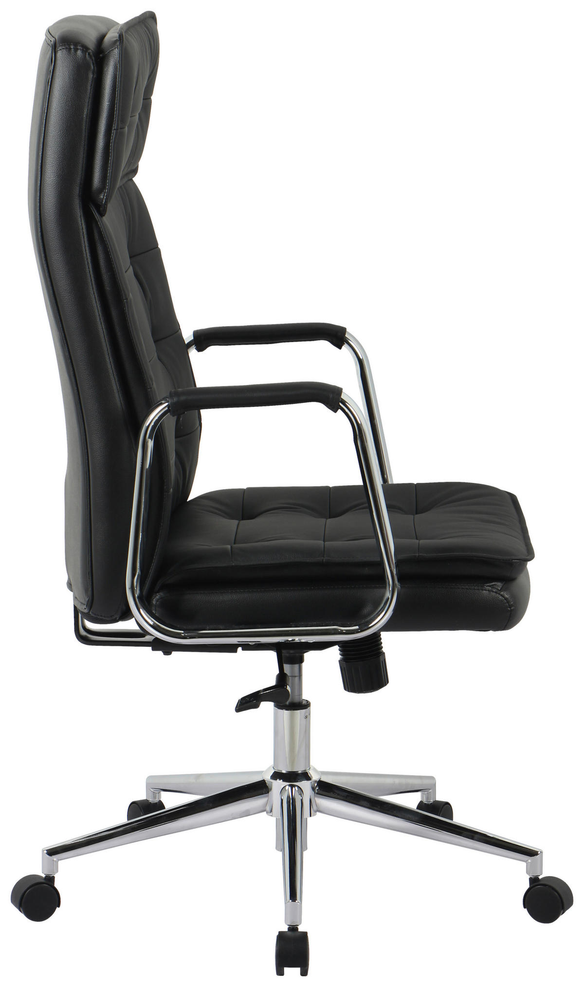 KANCELÁRSKE KRESLO, vzhľad kože, čierna - čierna/chrómová, Konventionell, kov/koža (75/113/120,5/65,5cm) - Novel