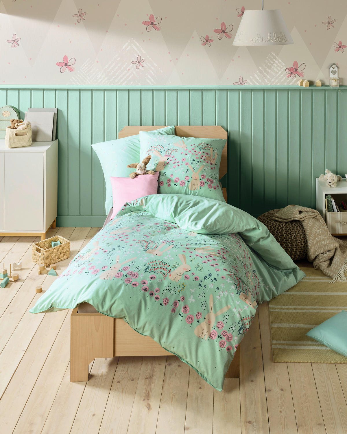 POSTELJNINA Bunnys 140/200 cm renforcé žadasto zelena  - žadasto zelena, Konvencionalno, tekstil (140/200cm) - Kaeppel