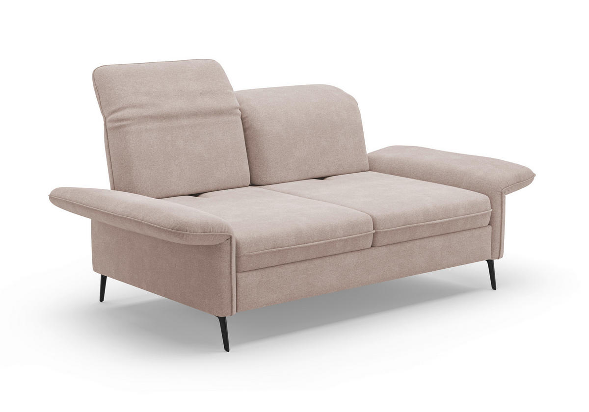 2,5-SITZER in Flachgewebe Greige  - Greige/Schwarz, KONVENTIONELL, Textil/Metall (189/92/123cm) - Sit & More