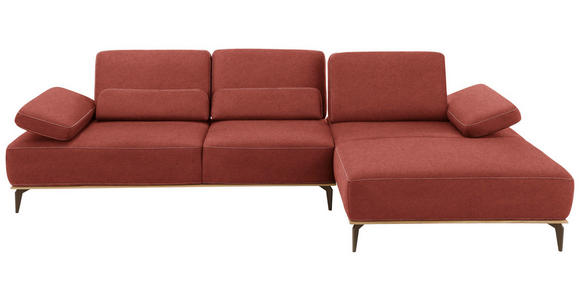 WOHNLANDSCHAFT in Textil Rot - Beige/Rot, Design, Textil/Metall (298/178cm) - Valnatura