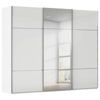 SCHWEBETÜRENSCHRANK 301/223/68 cm,  in Weiß, 3 Tür(en)  - Chromfarben/Weiß, KONVENTIONELL, Glas/Holzwerkstoff (301/223/68cm) - Novel