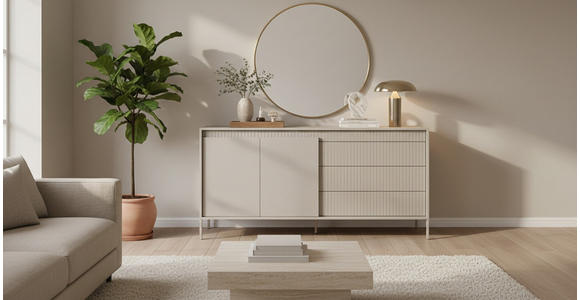 SIDEBOARD  160/77/40 cm 3 Schublade(n)  - Kaschmir, Design, Holzwerkstoff/Metall (160/77/40cm) - Xora