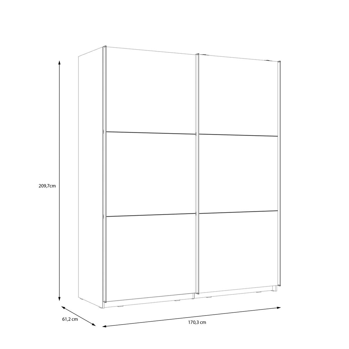 SCHWEBETÜRENSCHRANK in Weiss, Weiss Hochglanz  - Weiss Hochglanz/Weiss, Design, Holzwerkstoff/Metall (170,3/209,7/61,2cm) - home24