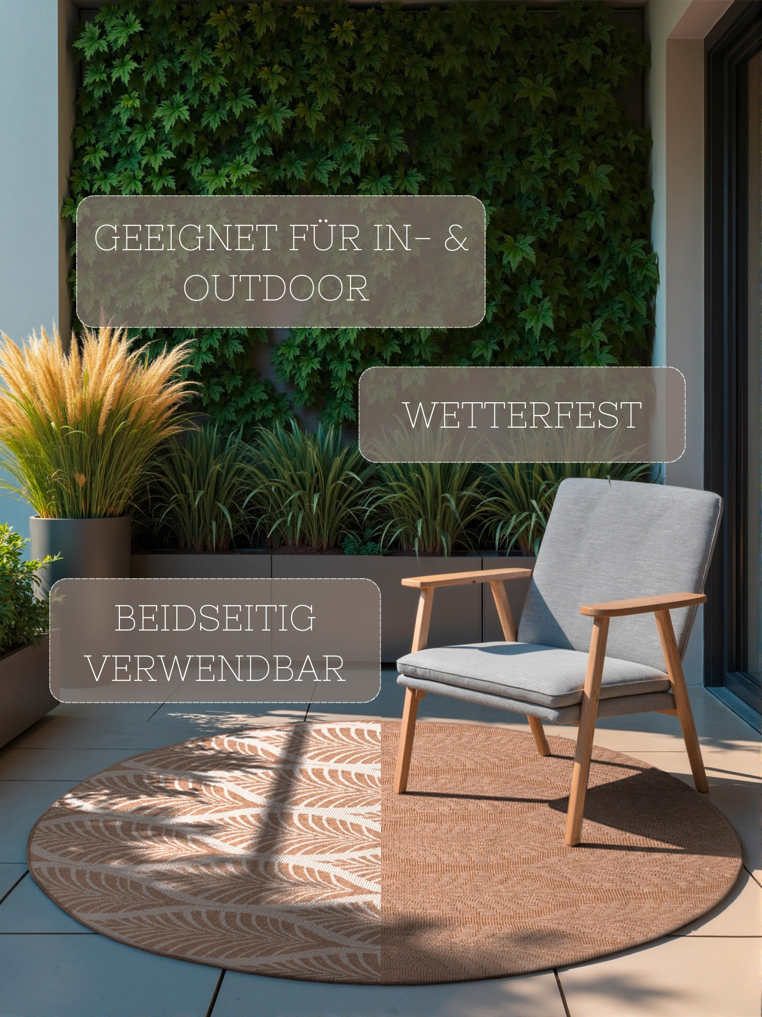 OUTDOORTEPPICH 160 cm Duet Weiß, Sandfarben  - Sandfarben/Weiß, Design, Kunststoff (160cm)
