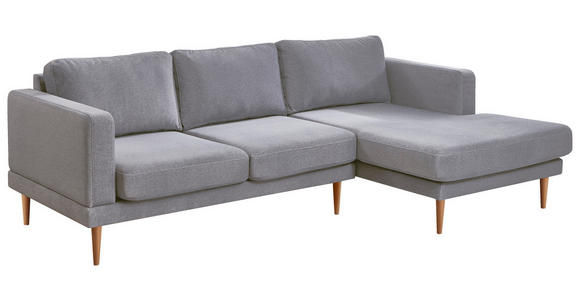 ECKSOFA Hellgrau Flachgewebe  - Buchefarben/Hellgrau, KONVENTIONELL, Holz/Textil (240/154cm) - Carryhome