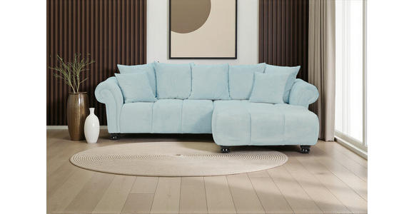 ECKSOFA  in Plüsch Mintgrün  288/190 cm  - Dunkelbraun/Mintgrün, KONVENTIONELL, Holz/Textil (288/190cm) - Carryhome