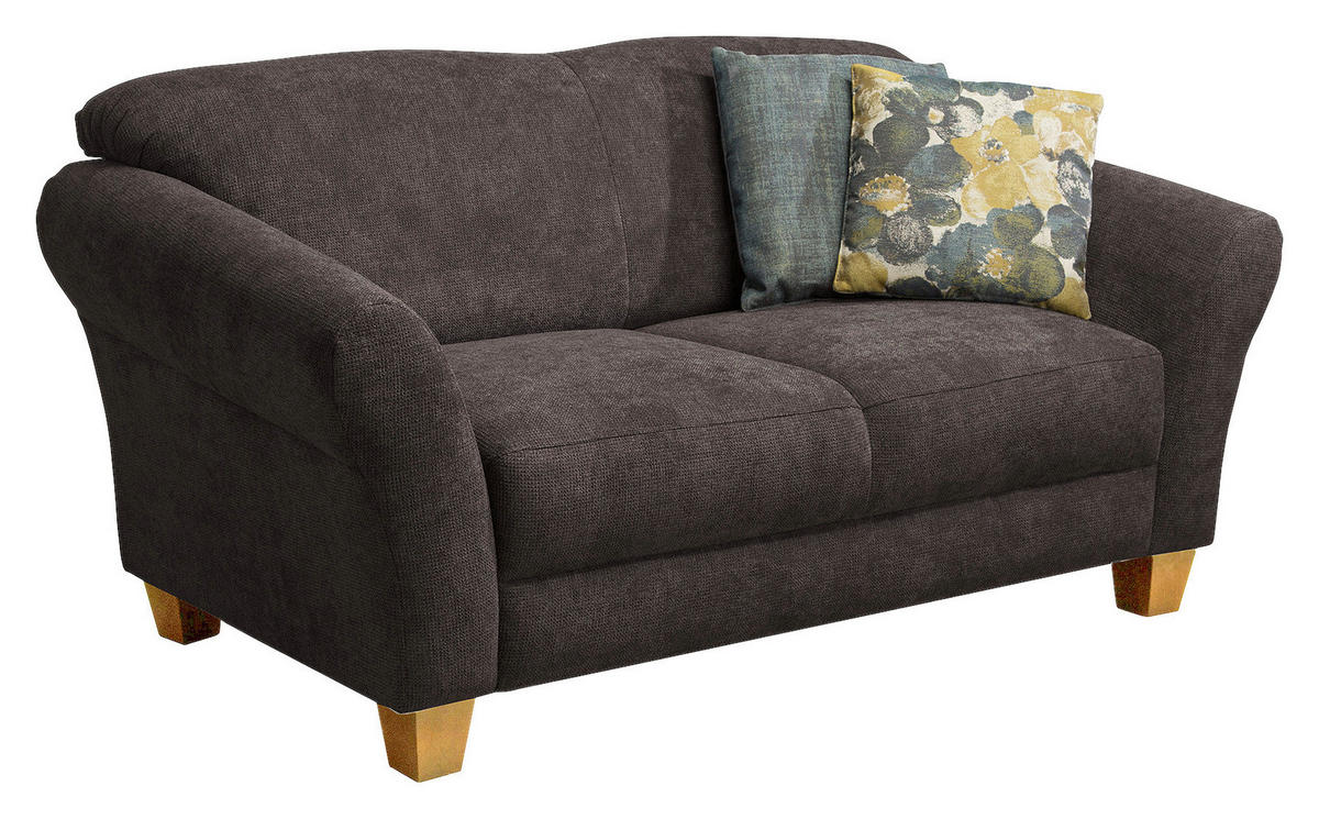 2-SITZER-SOFA in Flachgewebe Dunkelbraun  - Dunkelbraun/Naturfarben, KONVENTIONELL, Holz/Textil (163/84/89cm) - Sit & More