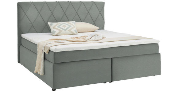 BOXSPRINGBETT 180/200 cm in Hellgrau - Hellgrau/Schwarz, Design, Kunststoff/Textil (180/200cm) - Xora
