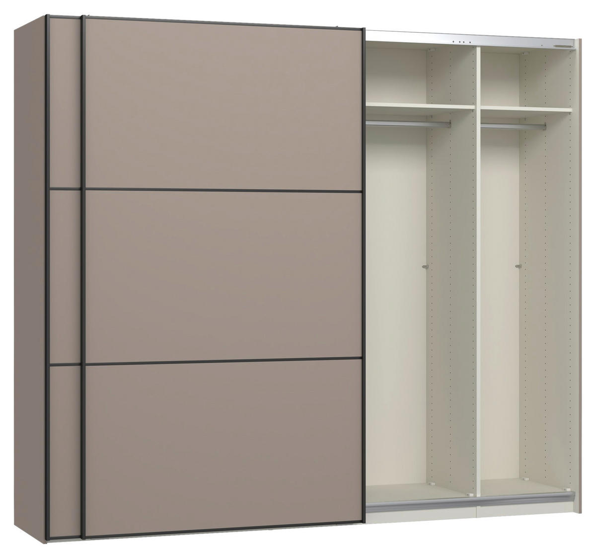 SCHWEBETÜRENSCHRANK 253/220/65 cm 2-türig Hellbraun  - Hellbraun/Schwarz, Design, Holzwerkstoff/Metall (253/220/65cm) - Jutzler