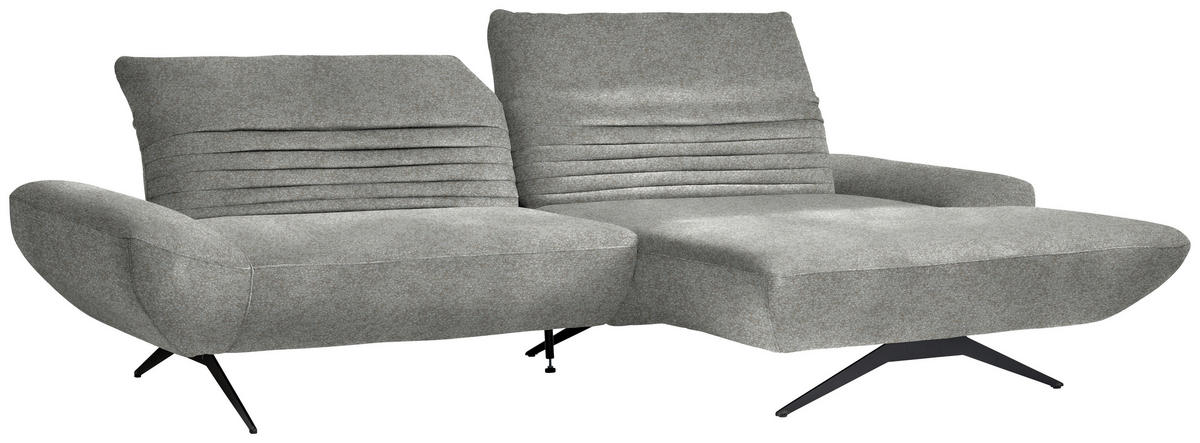 ECKSOFA  in Bouclé Grau  280/170-195 cm  - Schwarz/Grau, Design, Textil/Metall (280/170-195cm) - Dieter Knoll
