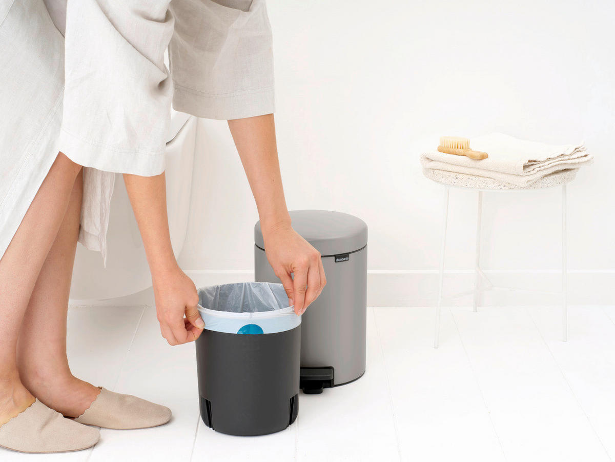 KANTA SA PAPUČICOM  5 l   - svetlosiva/antracit, Osnovno, metal/plastika (20.5/29.1/27.2cm) - Brabantia