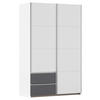 SCHWEBETÜRENSCHRANK in Grau, Weiss  - Weiss/Alufarben, Modern, Holzwerkstoff (131/210/59cm) - Rauch Möbel