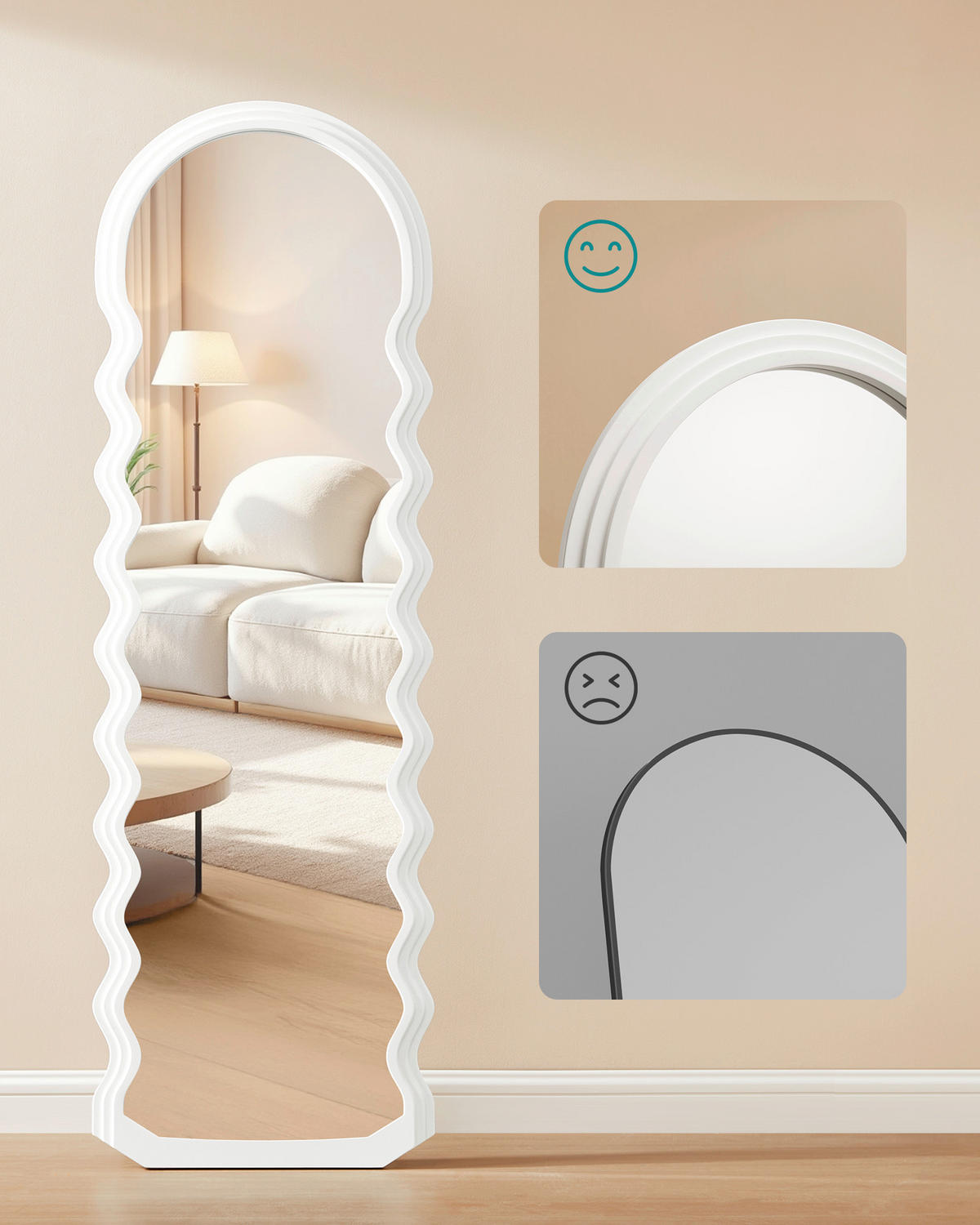 STANDSPIEGEL 50/160/35,4 cm  - Weiß, Trend, Glas/Holzwerkstoff (50/160/35,4cm) - Boxxx