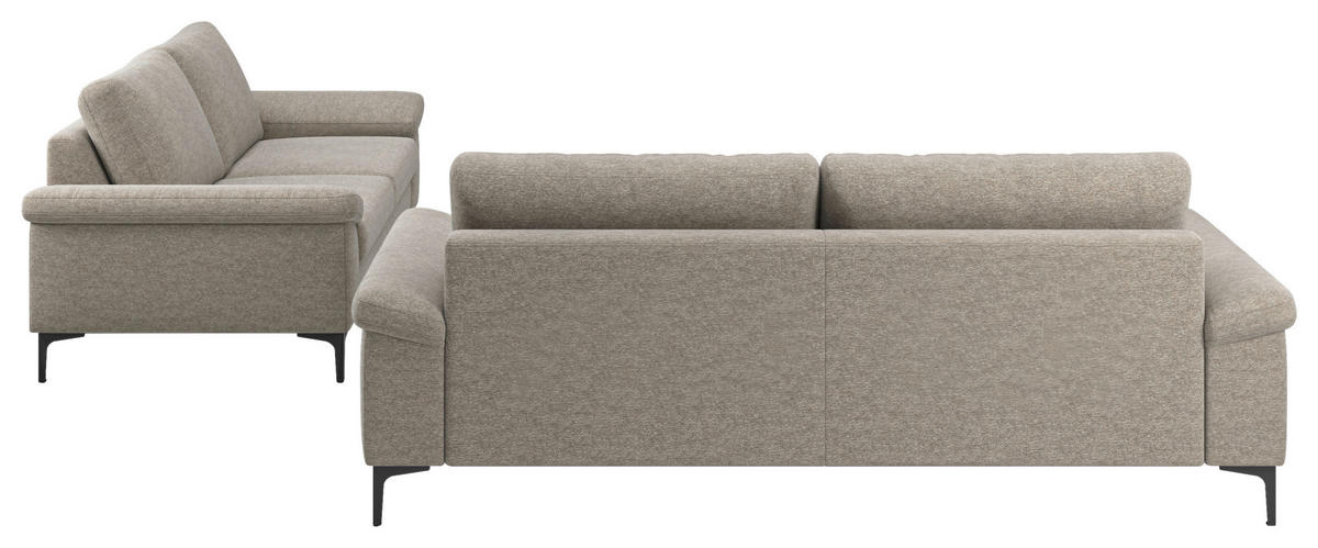 3-SITZER-SOFA Flachgewebe Taupe  - Taupe/Schwarz, Design, Holzwerkstoff/Textil (226/89/97cm) - Pure Home Lifestyle