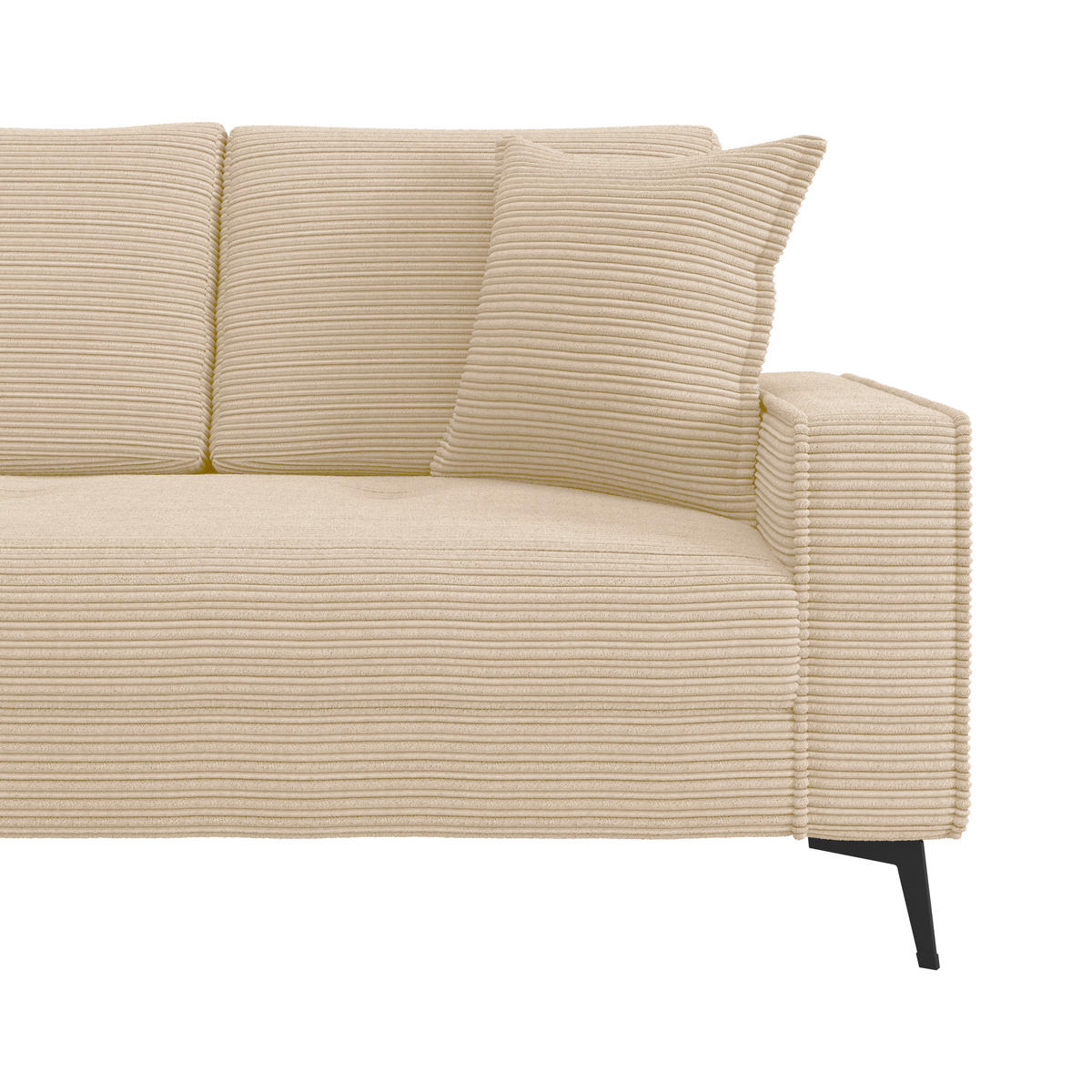 ECKSOFA ZERO Creme Cord Zierkissen, Rückenkissen  - Creme/Schwarz, Trend, Textil/Metall (173/286cm) - Livetastic