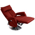 RELAXSESSEL in Leder Rot  - Edelstahlfarben/Rot, KONVENTIONELL, Leder/Metall (78/113/81cm) - Cantus