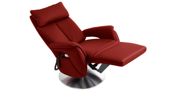 RELAXSESSEL in Leder Rot  - Edelstahlfarben/Rot, KONVENTIONELL, Leder/Metall (78/113/81cm) - Cantus