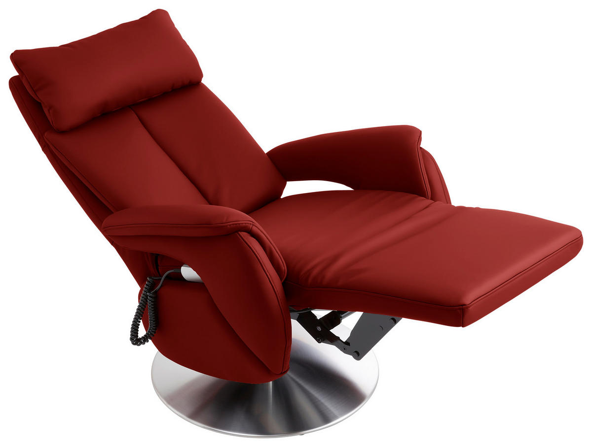 RELAXSESSEL in Leder Rot  - Edelstahlfarben/Rot, Konventionell, Leder/Metall (78/110/81cm) - Cantus