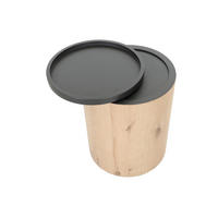 BEISTELLTISCH 42/42/53 cm Eiche furniert Anthrazit, Eichefarben rund  - Eichefarben/Anthrazit, Design, Holz/Holzwerkstoff (42/42/53cm) - Landscape