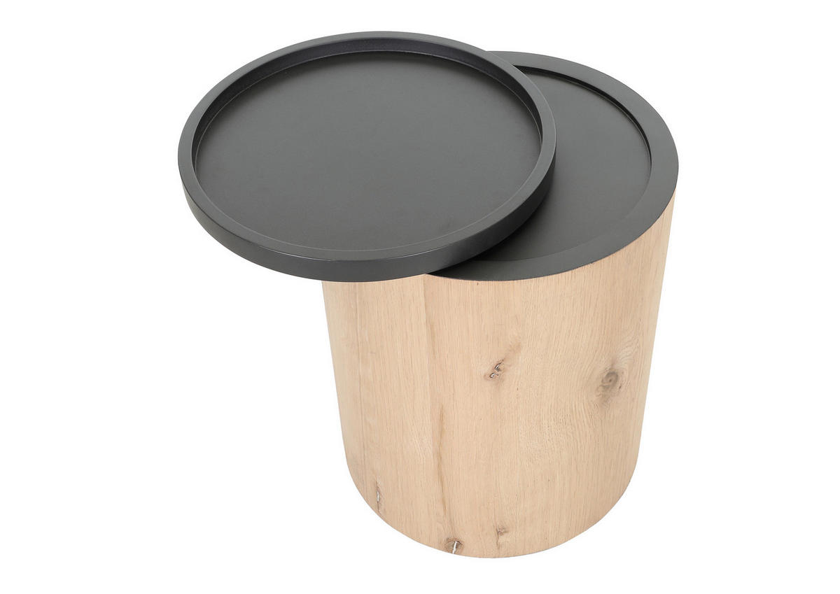 BEISTELLTISCH 42/42/53 cm Eiche furniert Anthrazit, Eichefarben rund  - Eichefarben/Anthrazit, Design, Holz/Holzwerkstoff (42/42/53cm) - Landscape