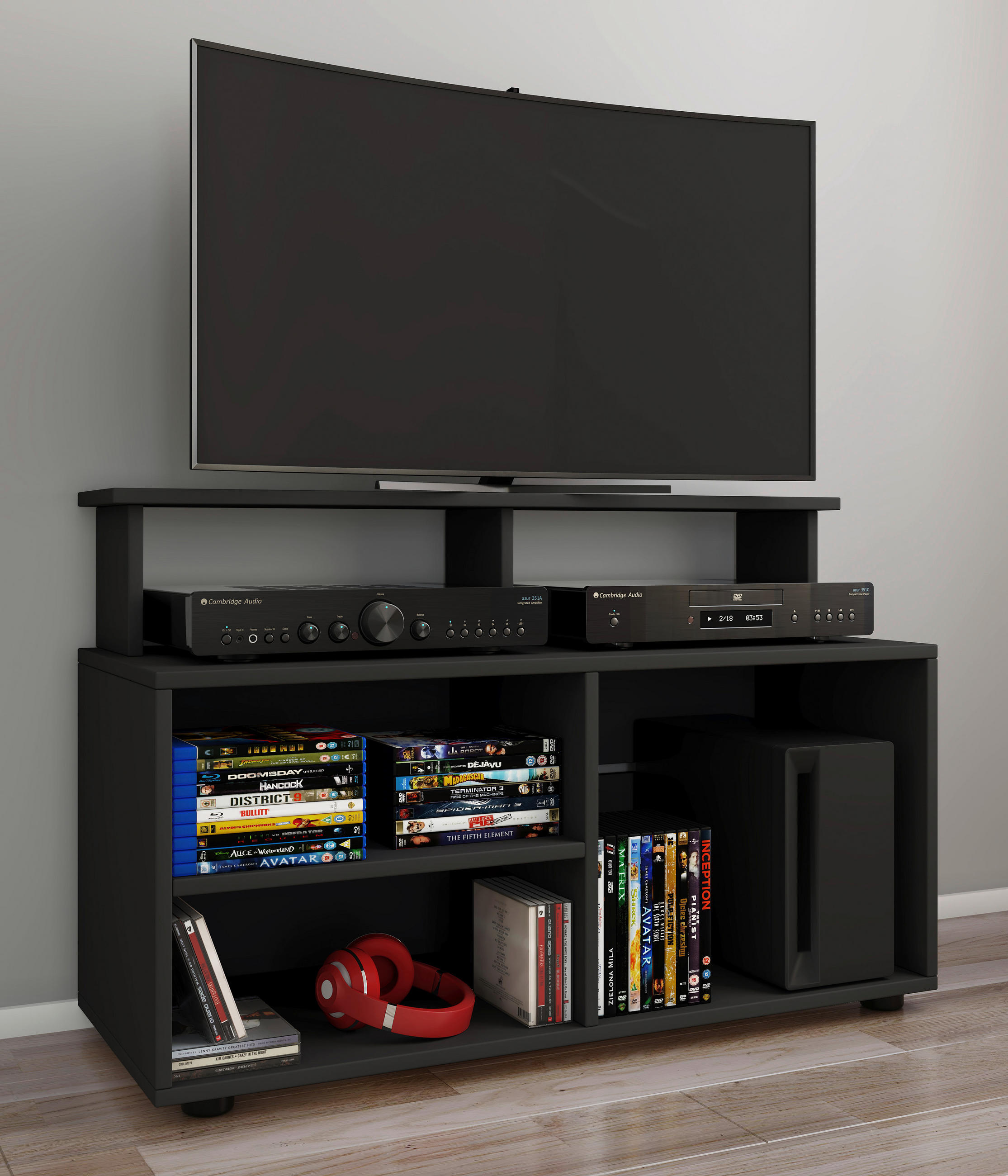 TV-BÄNK  i 90/59/36 cm  - svart, Modern, trämaterial/plast (90/59/36cm) - MID.YOU