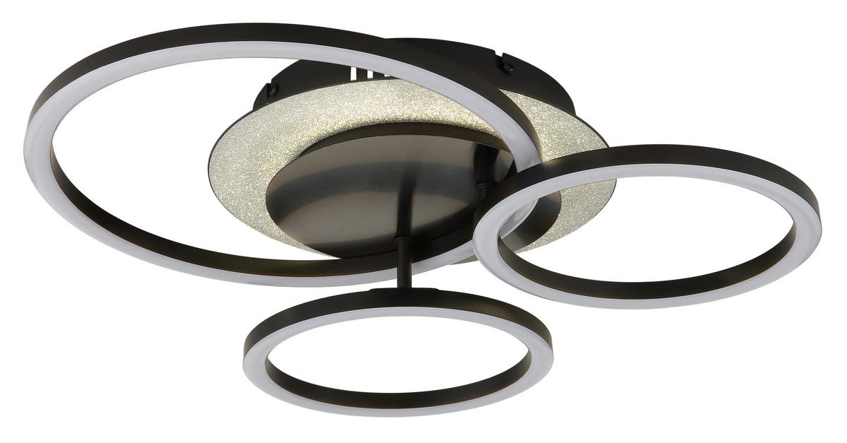 LED-DECKENLEUCHTE 46/42/11,5 cm   - Silberfarben/Schwarzchrom, Design, Kunststoff/Metall (46/42/11,5cm) - Globo