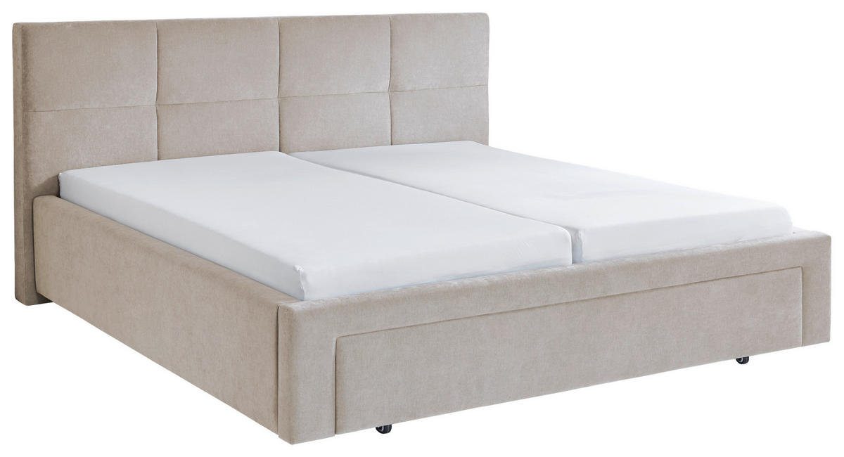 POLSTERBETT 180/200 cm,  in Beige, Bettschublade,  - Beige/Schwarz, Design, Kunststoff/Textil (180/200cm) - Stylife