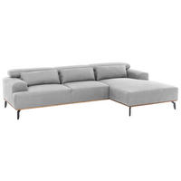 ECKSOFA Grau Mikrofaser  - Schwarz/Grau, MODERN, Textil/Metall (285/174cm) - MID.YOU