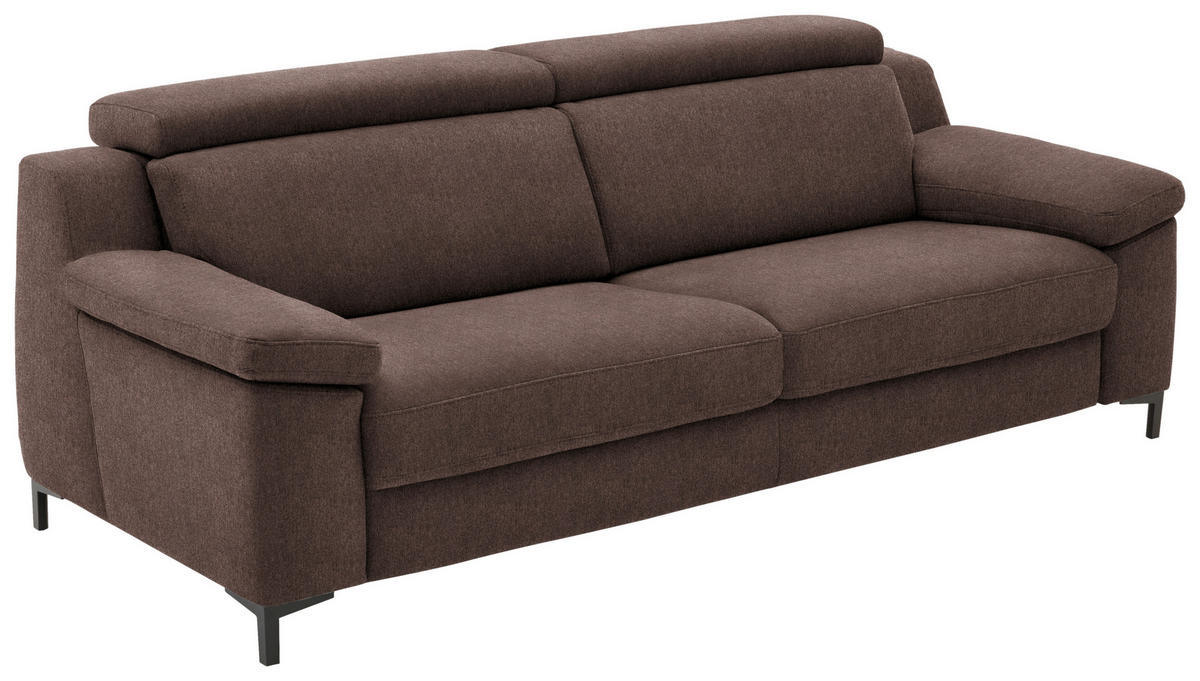 3-SITZER-SOFA in Chenille Dunkelbraun  - Dunkelbraun/Schwarz, Design, Textil/Metall (230/104/104cm) - Valdera