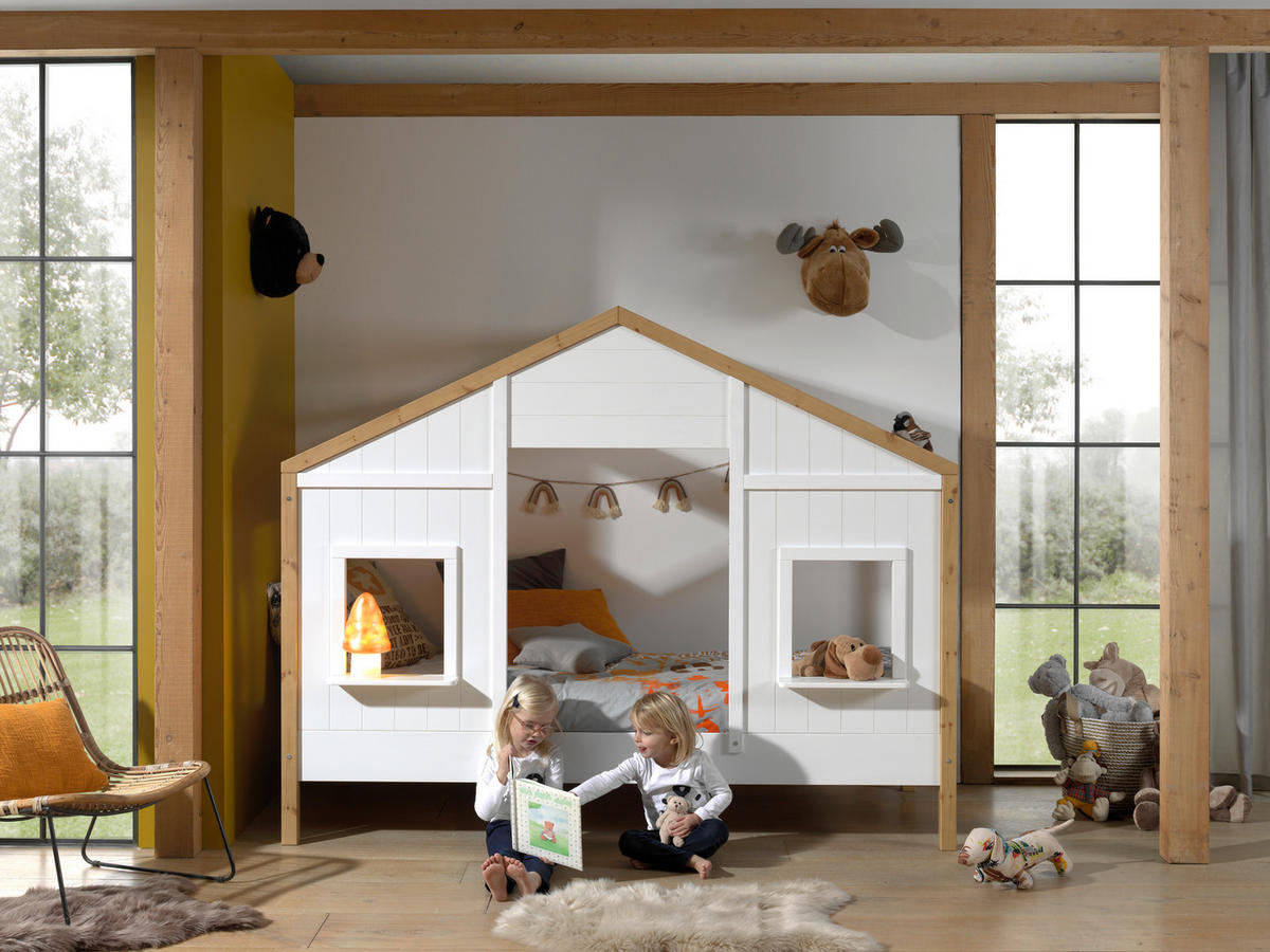 HAUSBETT 90/200 cm  - Eichefarben/Weiß, MODERN, Holz (90/200cm) - MID.YOU