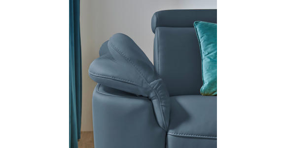 ECKSOFA in Echtleder Blau  - Blau/Schwarz, Design, Leder/Metall (285/239cm) - Cantus