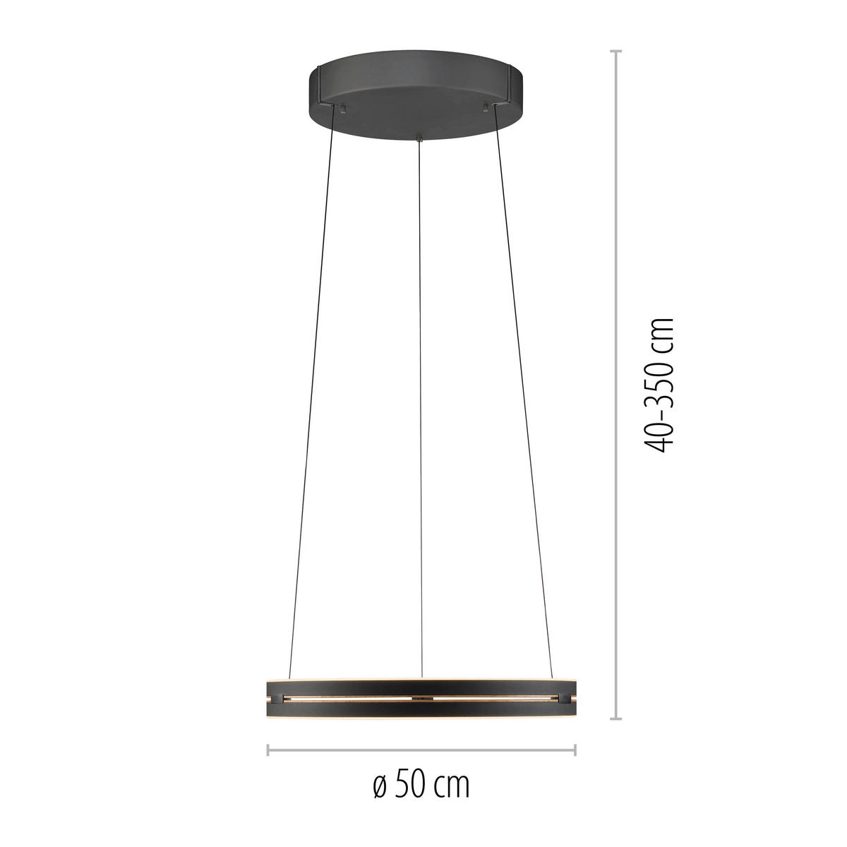 ZÁVĚSNÉ LED SVÍTIDLO, 50/50/350 cm  - černá, Basics, kov (50/50/350cm) - Neuhaus PURE
