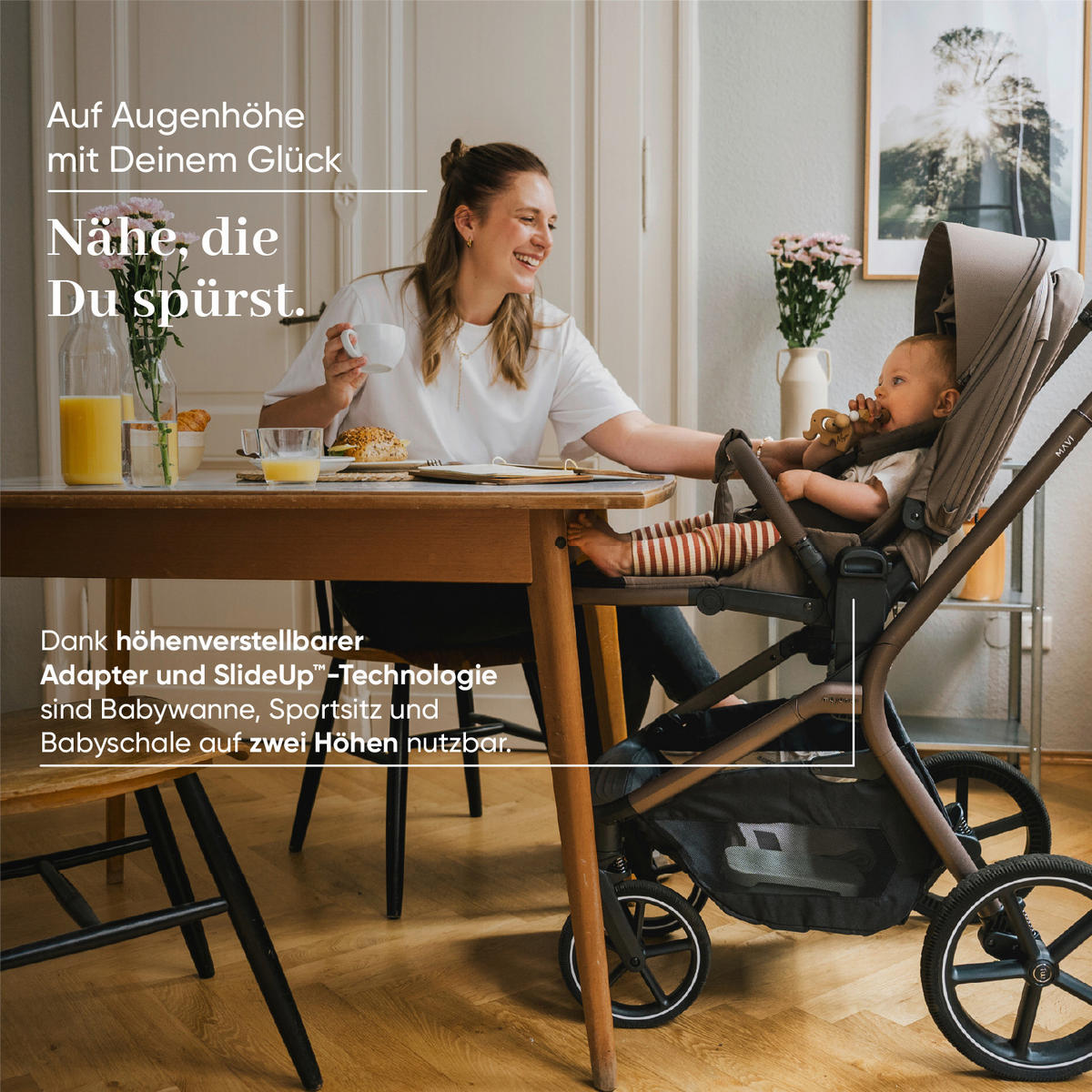 KOMBIKINDERWAGEN MAVI  - Sandfarben, Trend, Textil/Metall (92/55/110,5cm)