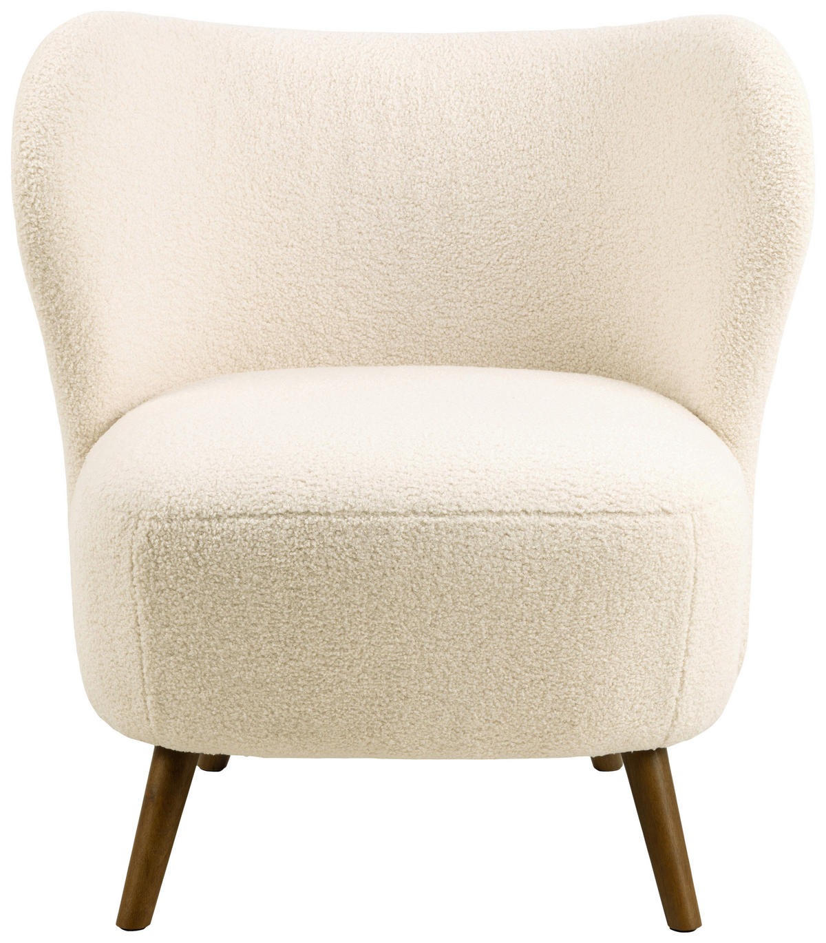 SESSEL in Teddystoff Creme  - Creme/Braun, Design, Holz/Textil (76/82/73cm) - Livetastic