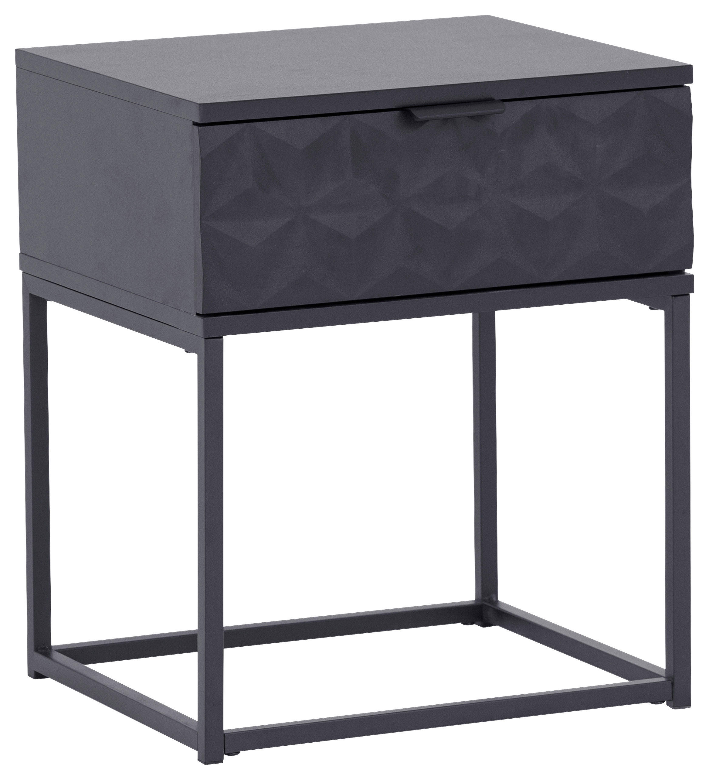 NACHTSCHRANK 42,5/52/38,5 cm  - Schwarz, KONVENTIONELL, Holzwerkstoff/Metall (42,5/52/38,5cm) - Boxxx