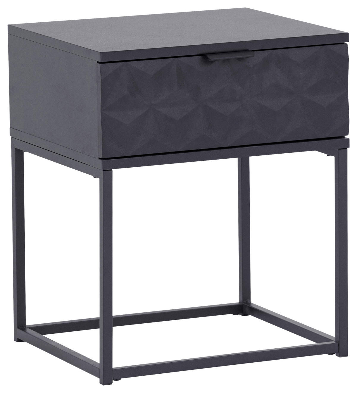 NACHTSCHRANK 42,5/52/38,5 cm  - Schwarz, KONVENTIONELL, Holzwerkstoff/Metall (42,5/52/38,5cm) - Boxxx