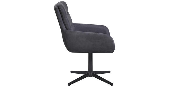 ARMLEHNSTUHL  Sitzfläche 360° drehbar Webstoff  - Dunkelgrau/Schwarz, Design, Textil/Metall (61/89/66cm) - Carryhome