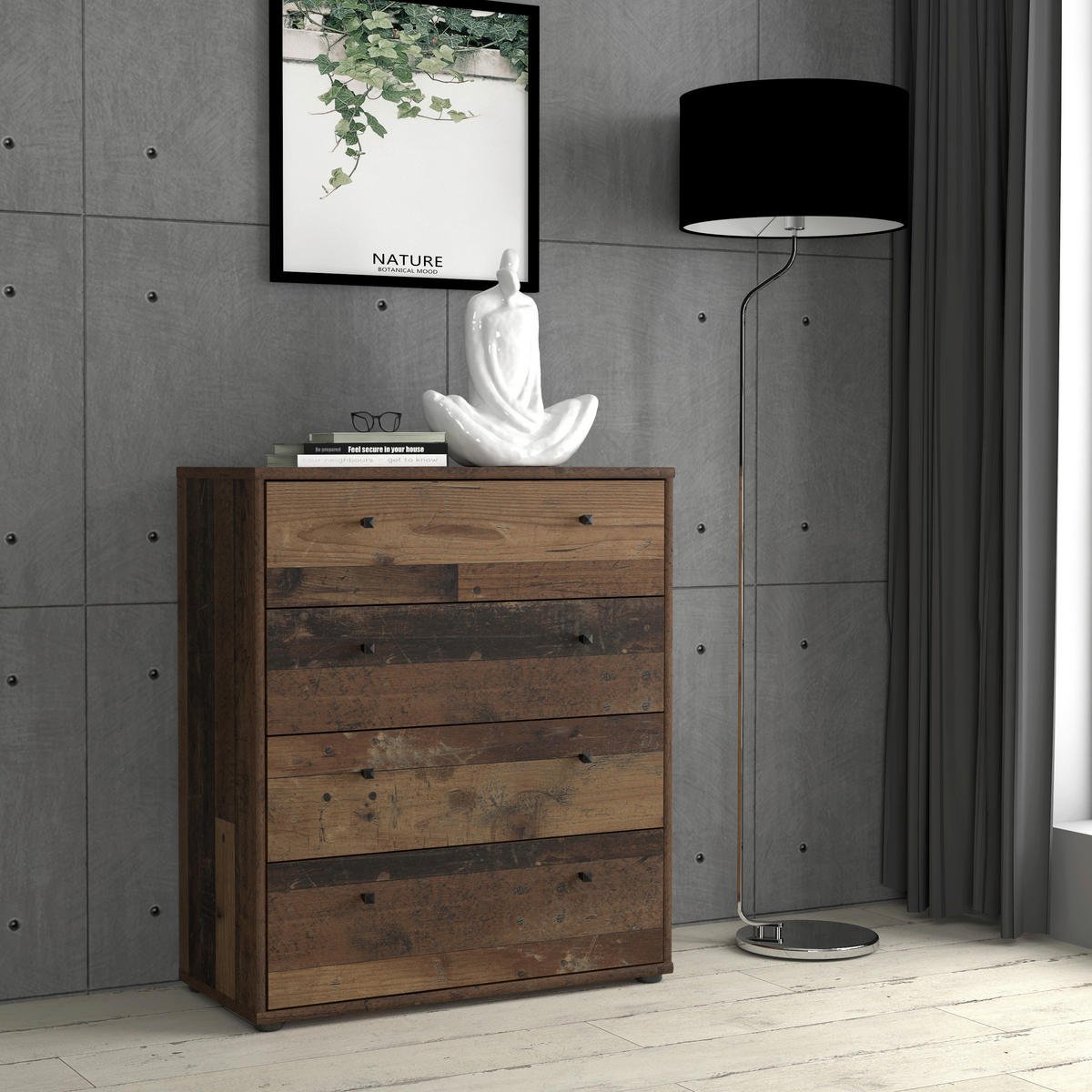 KOMMODE  in Dunkelbraun, Graubraun  - Dunkelbraun/Graubraun, Design, Holzwerkstoff/Kunststoff (73,7/85,5cm)