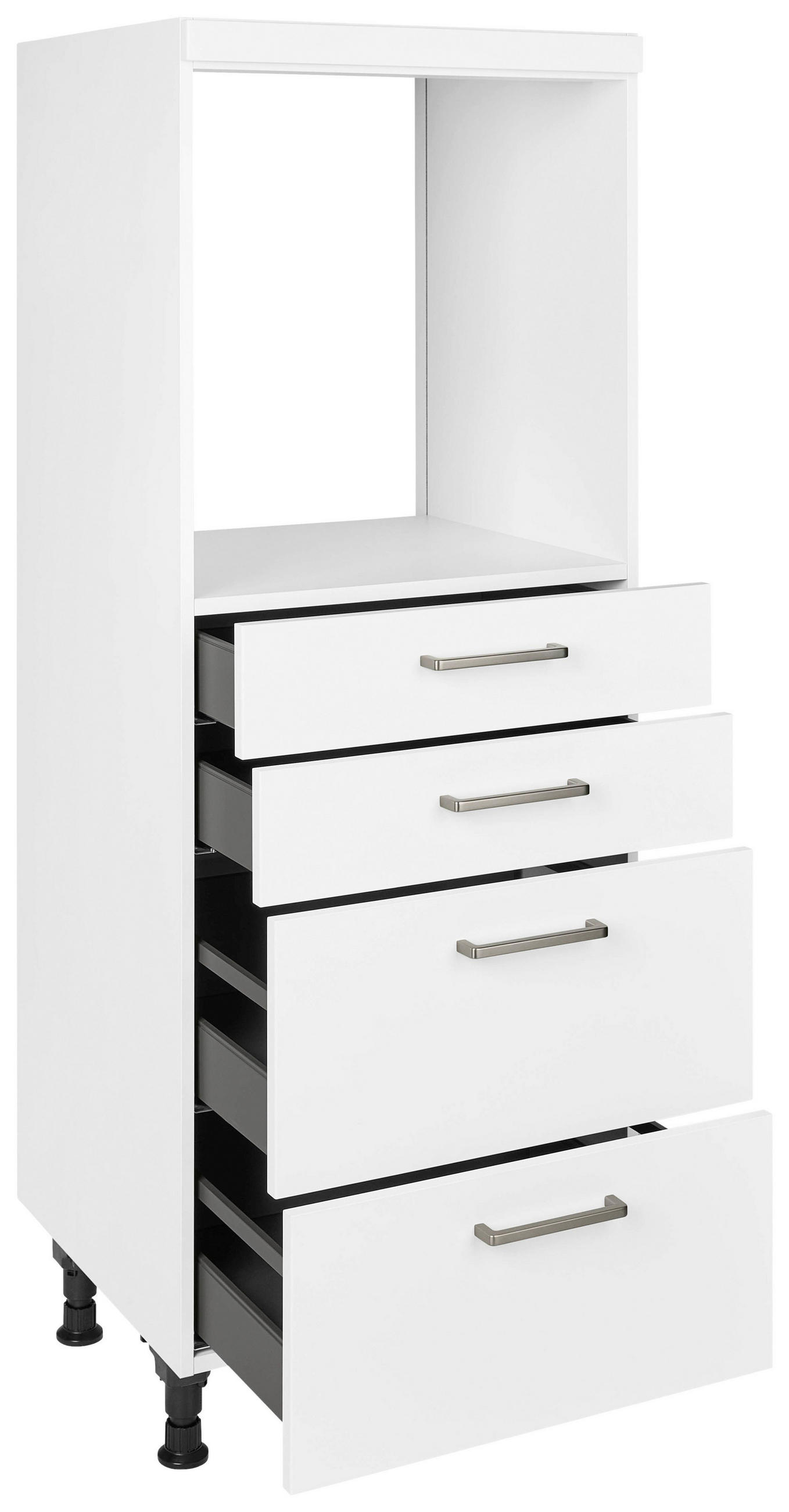 GERÄTEUMBAUSCHRANK 60/168/58 cm  in Weiß  - Edelstahlfarben/Hellgrau, MODERN, Holzwerkstoff/Metall (60/168/58cm) - Nobilia
