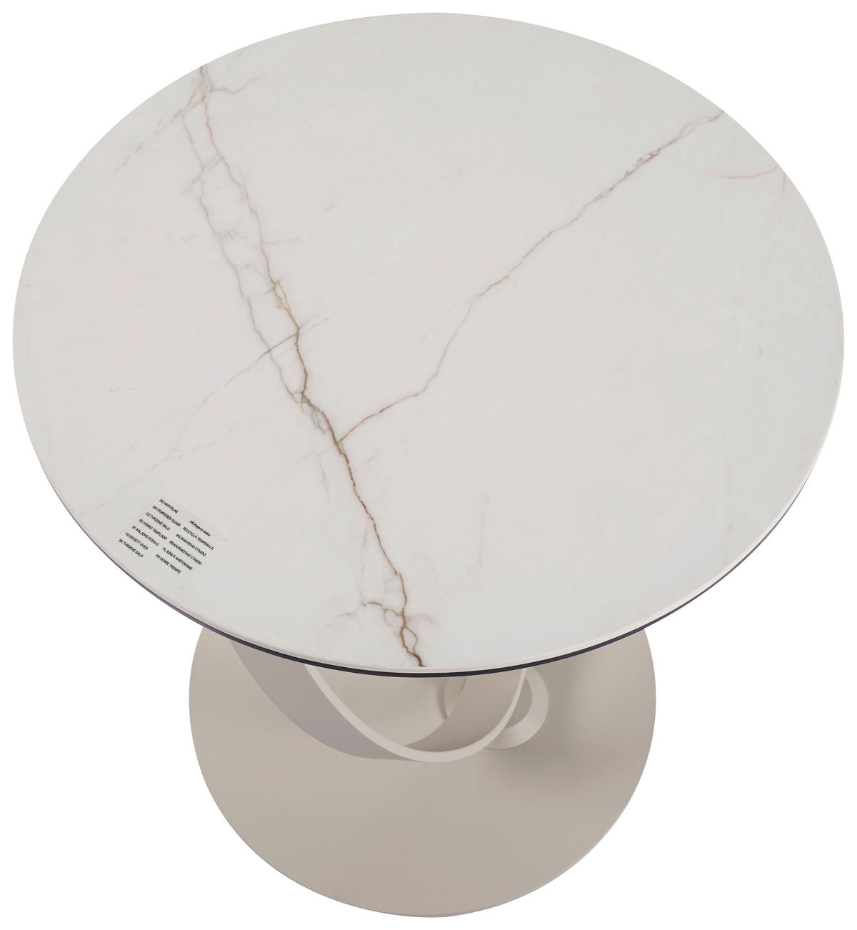 BEISTELLTISCH 50/50/54 cm Weiß, Beige rund  - Beige/Weiß, Design, Glas/Keramik (50/50/54cm) - Dieter Knoll