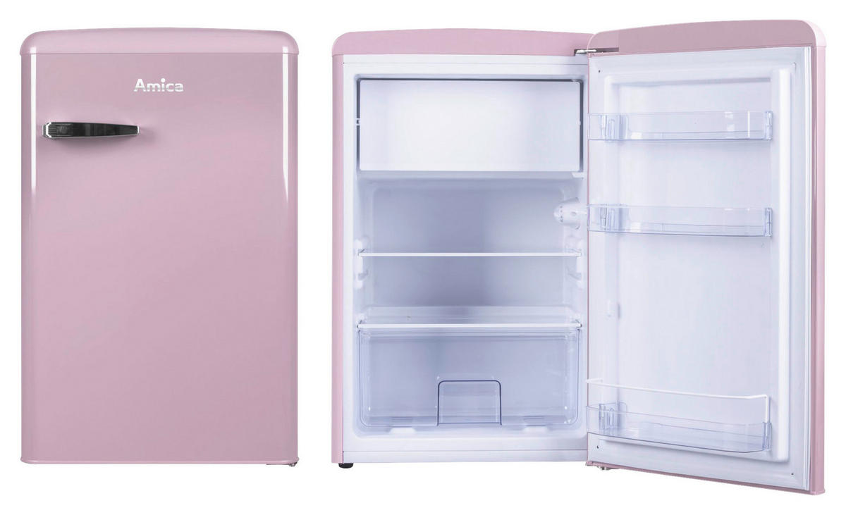 KÜHLSCHRANK 55/86/61,5 cm KS 15616 P  - Pink/Rosa, Basics, Glas/Metall (55/86/61,5cm) - Amica