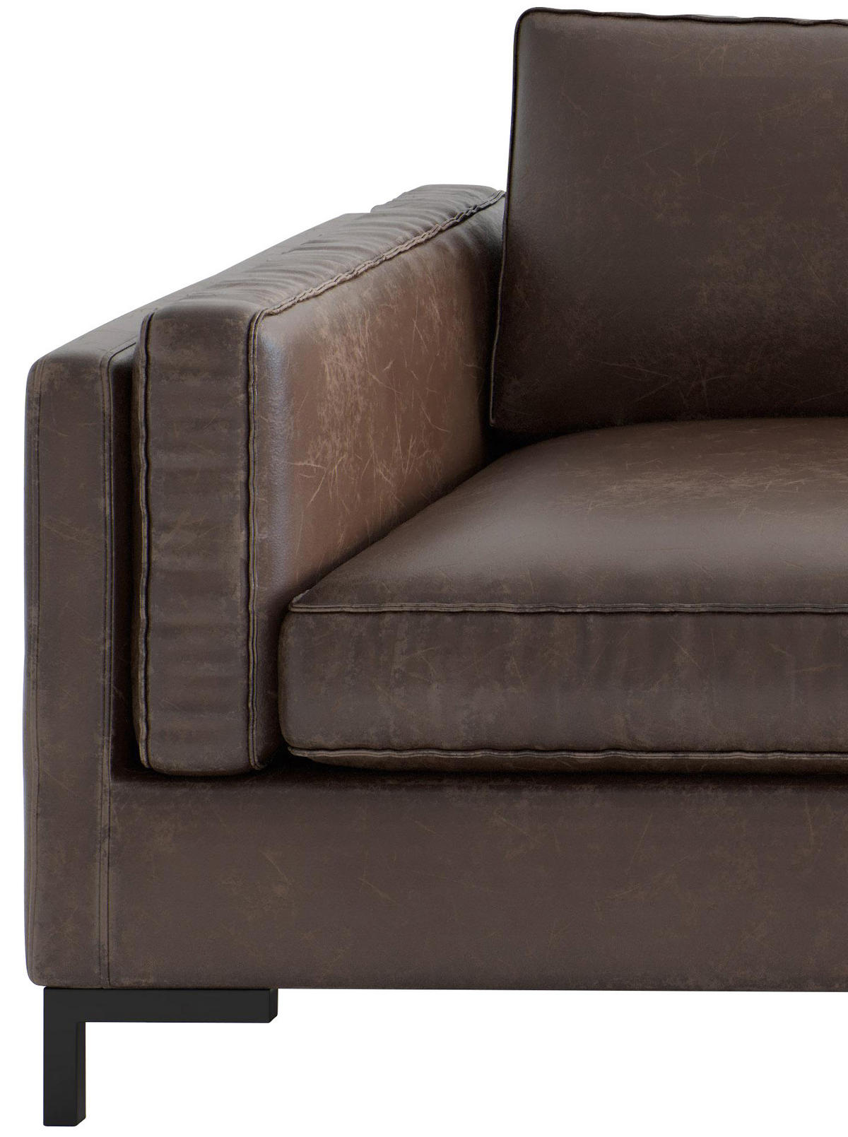 ECKSOFA in Lederlook, Flachgewebe Kastanienfarben  265/160 cm  - Kastanienfarben/Schwarz, Design, Textil/Metall (265/160cm) - Livetastic
