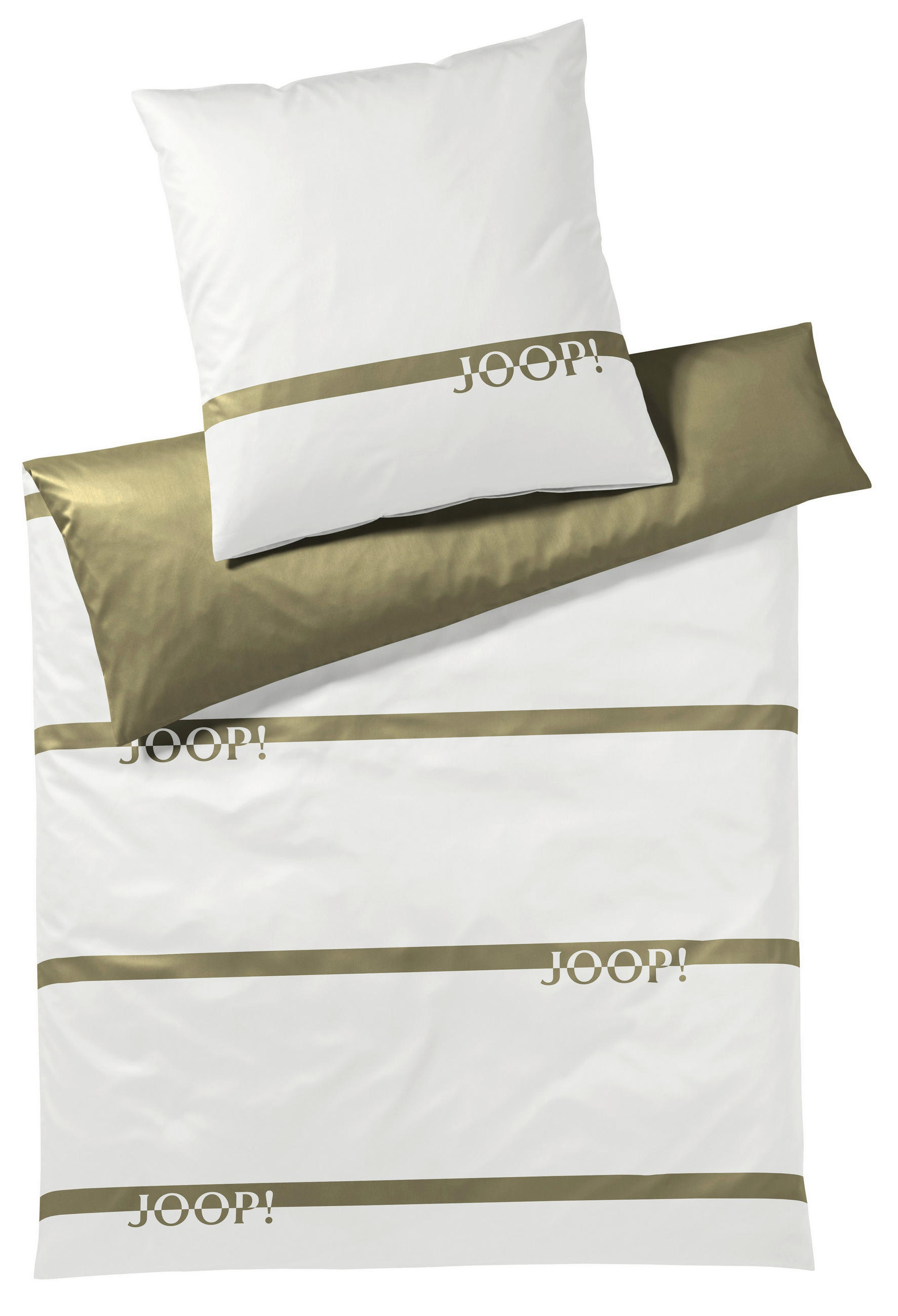 WENDEBETTWÄSCHE Logo Stripes Makosatin 135/200 cm  - Olivgrün/Grün, KONVENTIONELL, Textil (135/200cm) - Joop!